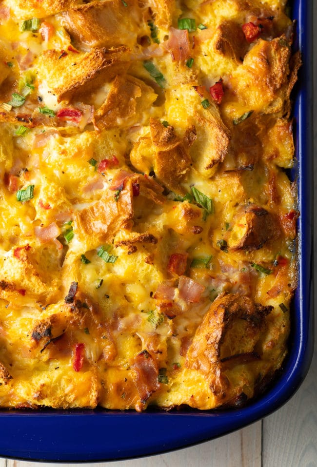 Strata - overnight breakfast casserole baked in pan